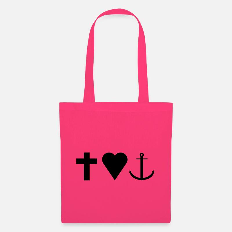 Glaube Liebe Hoffnung - Kreuz Herz Anker - Stoffbeutel - Azalea