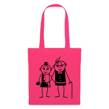 Grand-maman et grand-papa - Sac en tissu - rose azalée - Devant