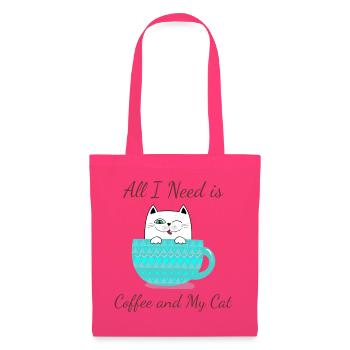 Alles, was ich brauche: Kaffee und Katze - Stoffbeutel - Azalea - Vorne