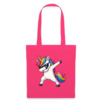 Regenbogen Unicorn Einhorn Dab mit Sonnenbrille - Stoffbeutel - Azalea - Vorne