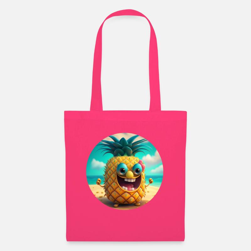 Fröhliche Ananas Comic Figur lacht - Stoffbeutel - Azalea