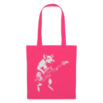 Pig Bassist: Retro Rock - Stoffbeutel - Azalea - Vorne