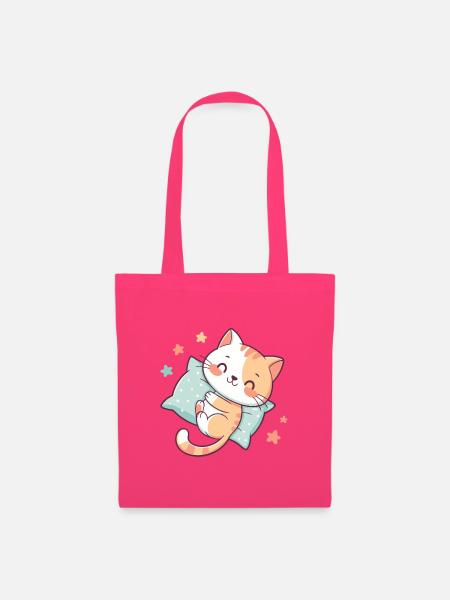 Kuschelige Katze auf Stern Kissen - Stoffbeutel - Azalea