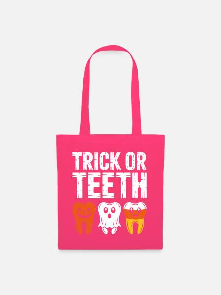 Trick oder Teeth Halloween-T-Shirt - Stoffbeutel - Azalea