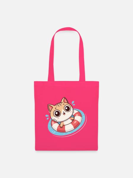 Kawaii-Katze in roter Boje - Stoffbeutel - Azalea