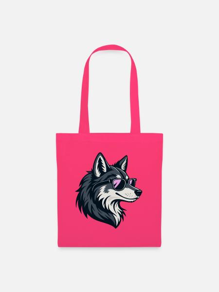 Schicker Wolf mit rosaroter Brille - Stoffbeutel - Azalea