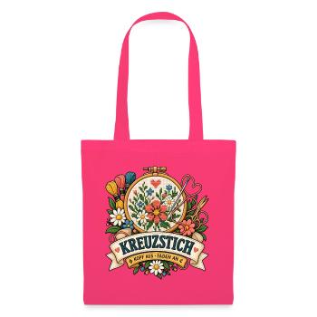Kreuzstich – Kopf aus Faden an - Stoffbeutel - Azalea - Vorne