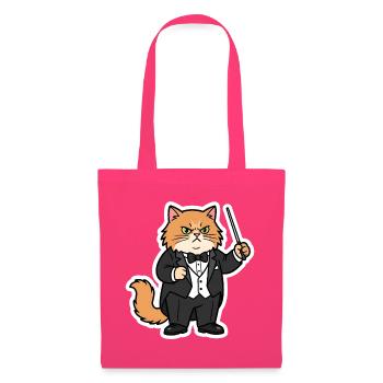 Dirigent Katze Orchester Taktstock T-Shirt - Stoffbeutel - Azalea - Vorne