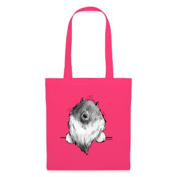 Cadeau drôle de chien de bande dessinée Wolfsspitz I - Sac en tissu - rose azalée - Devant