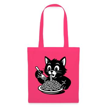 Le chat mange des spaghettis Mème - Sac en tissu - rose azalée - Devant