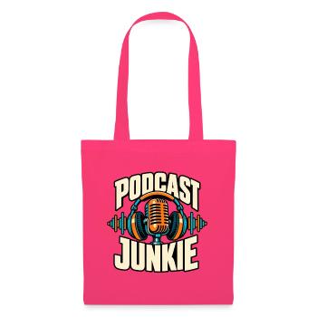 Podcast Junkie Mikrofon Kopfhörer Retro Design - Stoffbeutel - Azalea - Vorne