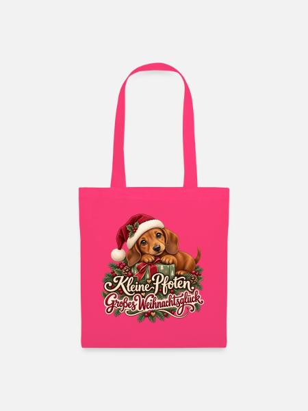 Dackel Kleine Pfoten Weihnachtsglück - Stoffbeutel - Azalea