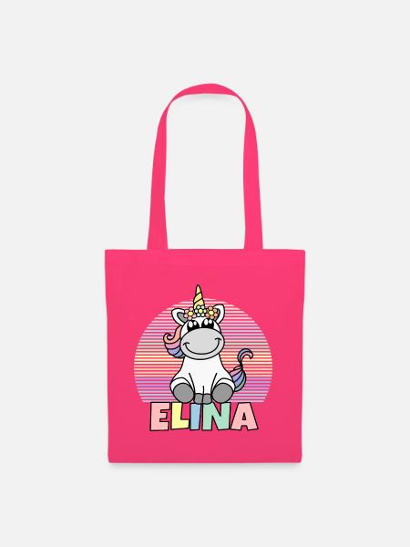 Elina Einhorn Name - Stoffbeutel - Azalea