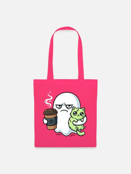 Halloween Kaffee Geist mit Zombie Katze - Stoffbeutel - Azalea