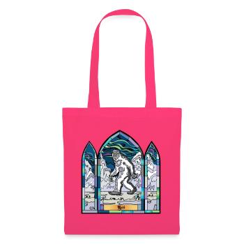 Buntglas-Yeti in Schneelandschaft - Stoffbeutel - Azalea - Vorne