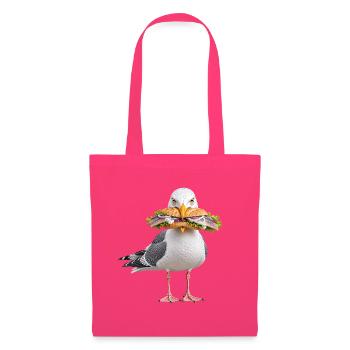 Silbermoewe-mit-Fischbroetchen Möwe - Stoffbeutel - Azalea - Vorne