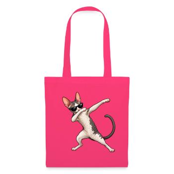 Dabbing Cornish Rex – Coole Lockenkatze - Stoffbeutel - Azalea - Vorne