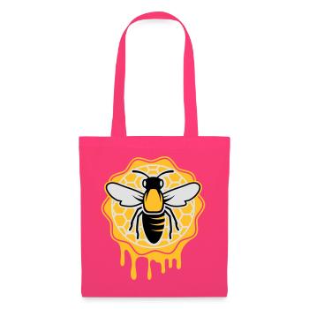 une abeille et nid d'abeille - Sac en tissu - rose azalée - Devant