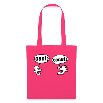 QUOI COUBEH quoicoubeh citation drôle - Sac en tissu - rose azalée - Devant