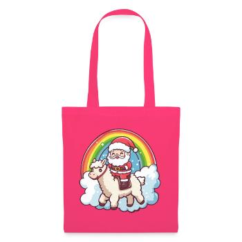 Alpaga Lama Père Noël - Sac en tissu - rose azalée - Devant
