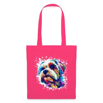 Portrait de chien Pop Art - Sac en tissu - rose azalée - Devant