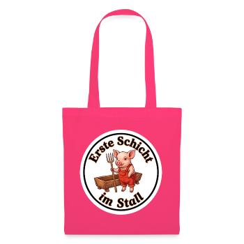 Erste Schicht Stall Ferkel Baby Shirt - Stoffbeutel - Azalea - Vorne