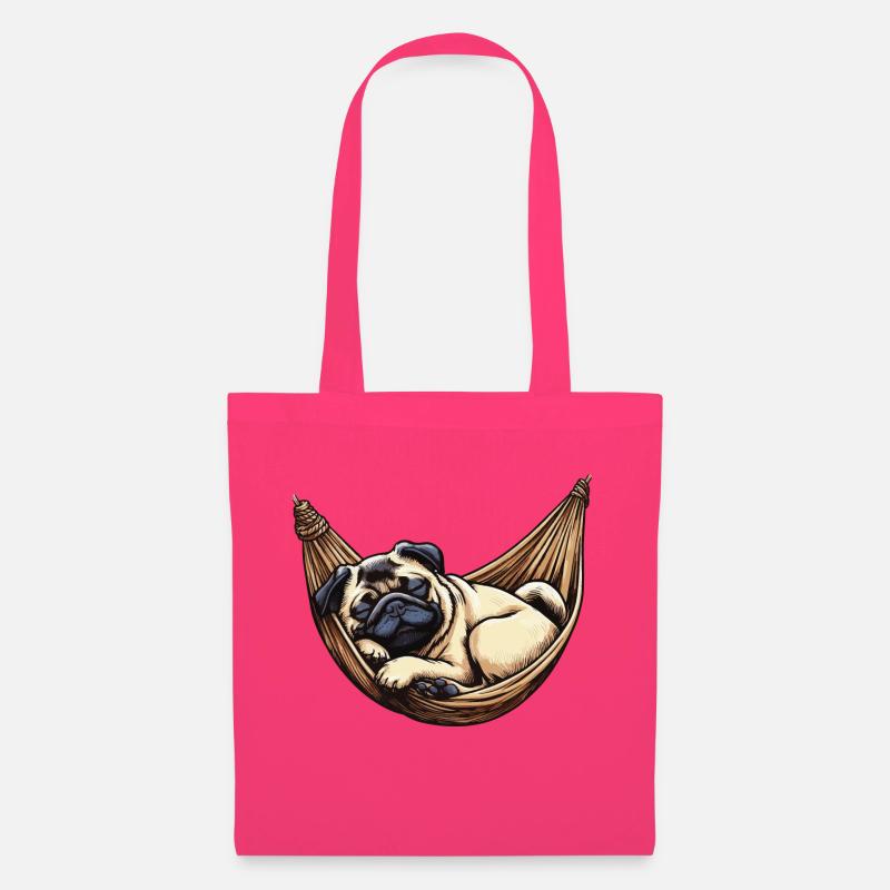 Mops schläft in Hängematte Lustiges Schlaf Mops - Stoffbeutel - Azalea