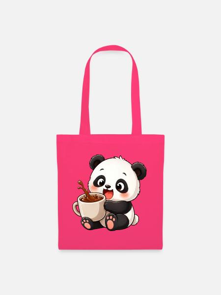 Süßer Panda Kaffeetrinker Kaffeeliebhaber Cartoon - Stoffbeutel - Azalea
