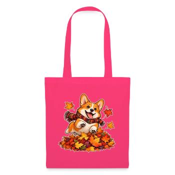 Herbstlicher Corgi-Laubhaufen - Stoffbeutel - Azalea - Vorne