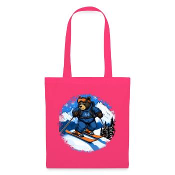 Bären Skifahrer / Ski Bär - Stoffbeutel - Azalea - Vorne