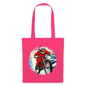 MTB Biker Weihnachten / Santa Mountainbiker - Stoffbeutel - Azalea - Vorne