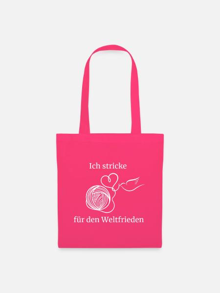 Ich stricke für den Weltfrieden - weiß - Stoffbeutel - Azalea