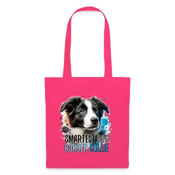 Border Collie chiot le plus intelligent chien cadeau - Sac en tissu - rose azalée - Devant