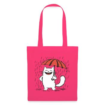 Chat heureux sous la pluie - Sac en tissu - rose azalée - Devant