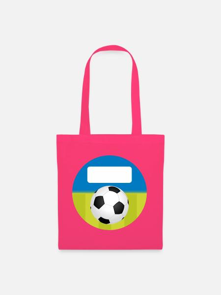 Schulaufkleber rund - Fußball blau grün  - Stoffbeutel - Azalea