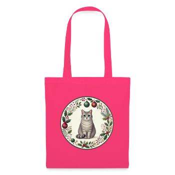 Motif de Noël avec le chat Vasili - Sac en tissu - rose azalée - Devant