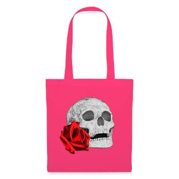 Schädel mit roter Rose - Stoffbeutel - Azalea - Vorne
