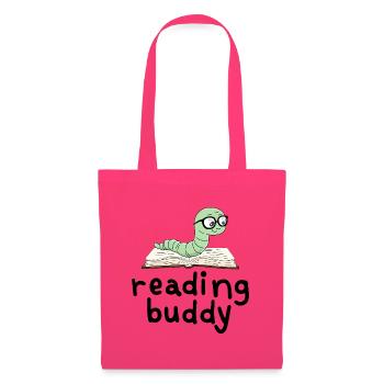 Ami de lecture Mignon rat de bibliothèque avec un livre - Sac en tissu - rose azalée - Devant