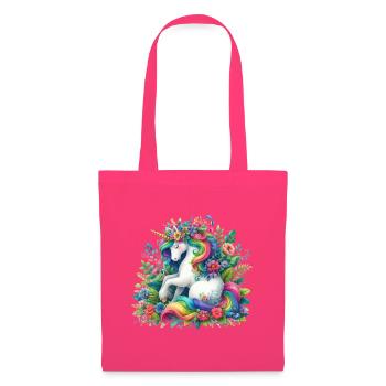 Fleur de licorne à crinière arc-en-ciel - Sac en tissu - rose azalée - Devant