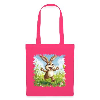 Cheerful bunny in spring meadow - Tote Bag - azalea - Front