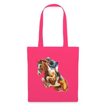 Cavalier au galop en saut - Sac en tissu - rose azalée - Devant