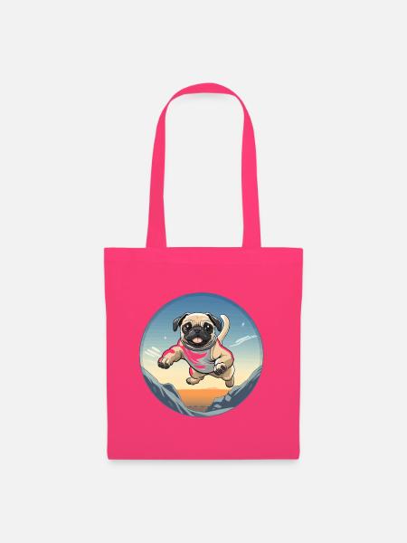 Pug Sprung über Berglandschaft - Stoffbeutel - Azalea