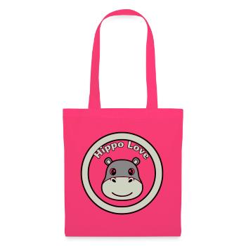 Hippo Love Nilpferd Logo Abzeichen - Stoffbeutel - Azalea - Vorne