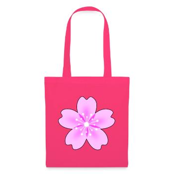 Fleur rose avec des rayons néon - Sac en tissu - rose azalée - Devant