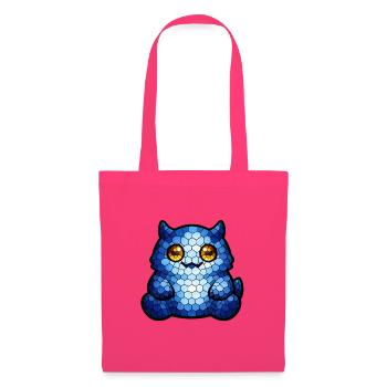 Œil bleu de chat mosaïque - Sac en tissu - rose azalée - Devant