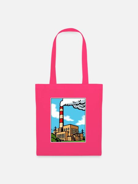 Industrielle Cartoon Skyline - Stoffbeutel - Azalea