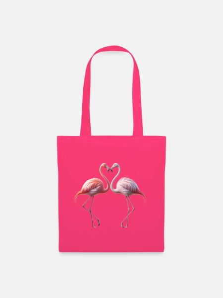 Flamingo Herzduett - Stoffbeutel - Azalea