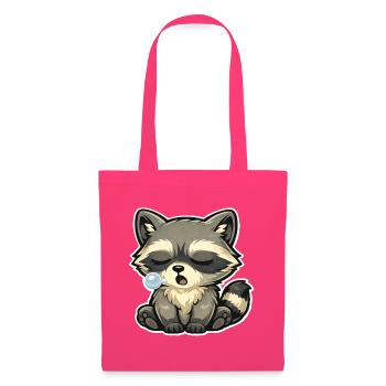 Sleepy Raccoon – Müder Waschbär Cartoon - Stoffbeutel - Azalea - Vorne
