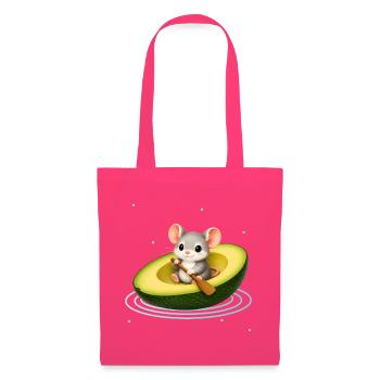 Cute Mouse in Avocado Kawaii Animal Motif - Tote Bag - azalea - Front