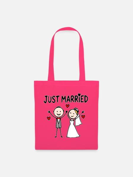 Hochzeitspaar Cartoon fröhlich just married - Stoffbeutel - Azalea